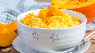 Pumpkin porridge with rice and milk